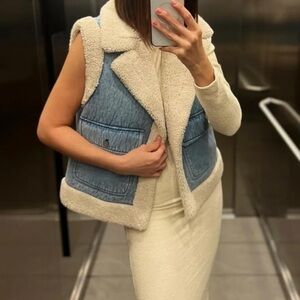 NWT ZARA ZW COLLECTION DOUBLE FACED VEST INDIGO